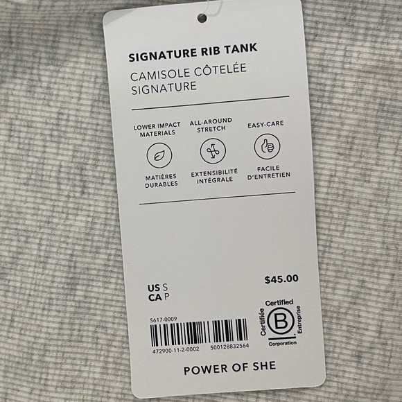 NWT Athlete Signature Rib Tank Grey Heather (Size S) - Picture 7 of 7